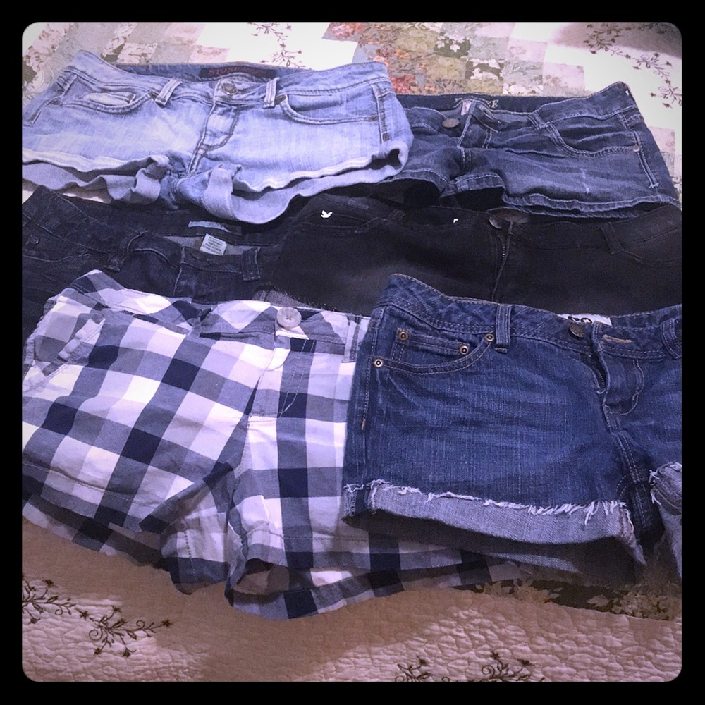 Six pairs of shorts,5 blue jean,1 pair navy white